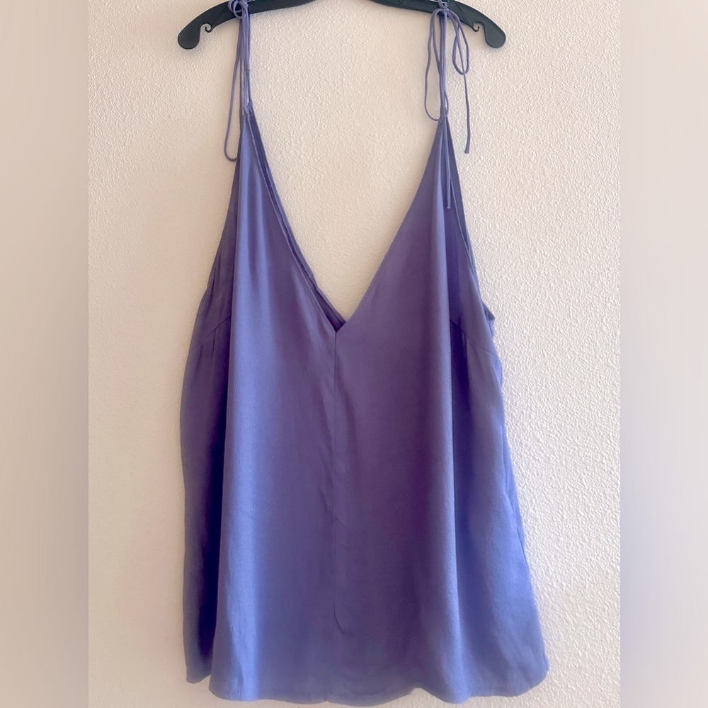 Reformation tie spaghetti straps lilac v neck plunge tank top/ camisole in XL